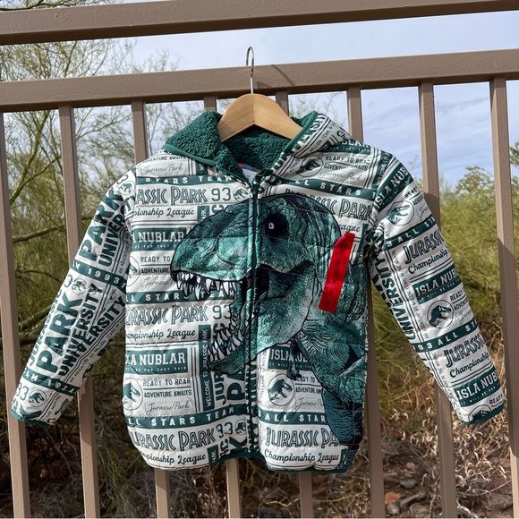 Jurassic Park NWT Kids Reversible Jacket Size 6 Color Green & White - Picture 4 of 16